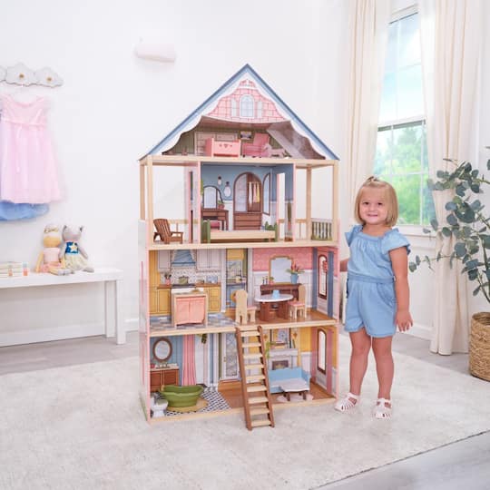 KidKraft Pink Wooden Charlotte Classic Dollhouse Set